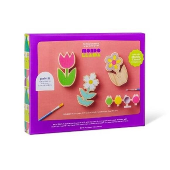 3pk Paint-Your-Own Wood Flowers Kit - Mondo Llama - Picture 2 of 4